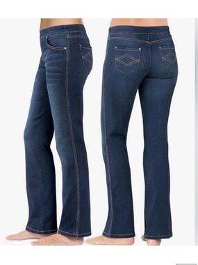 Pajama Jeans bootcut pull up elastic waist, medium wash blue, size S, NWT